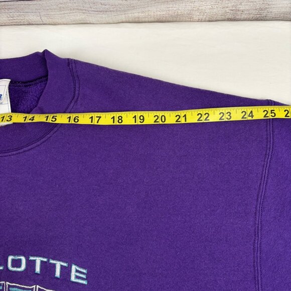 VTG Charlotte Hornets Sweatshirt Embroidered Logo NBA Men's XXL Purple USA - Picture 7 of 10